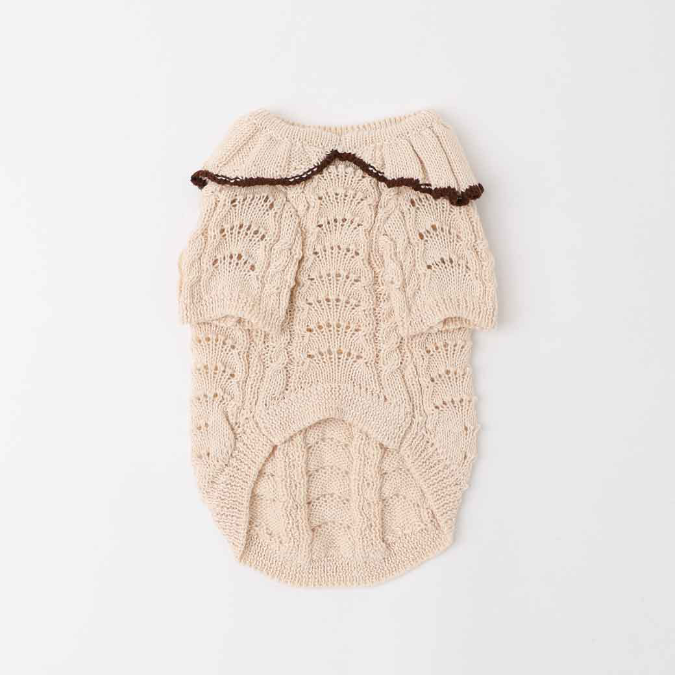 荷葉領扇紋針織寵物上衣
