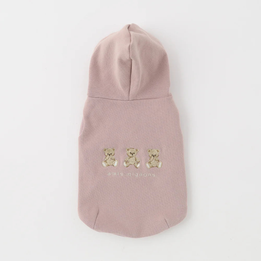 三隻小熊刺繡連帽無袖上衣