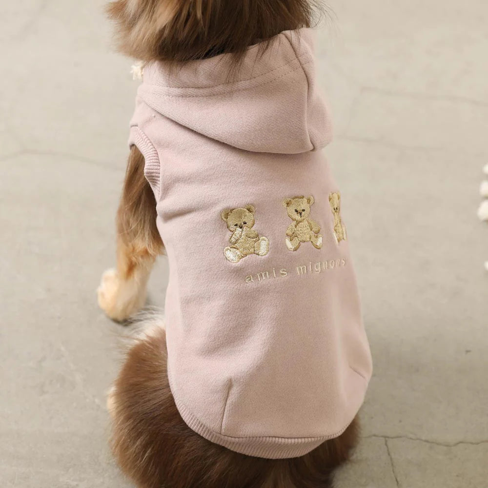 三隻小熊刺繡連帽無袖上衣