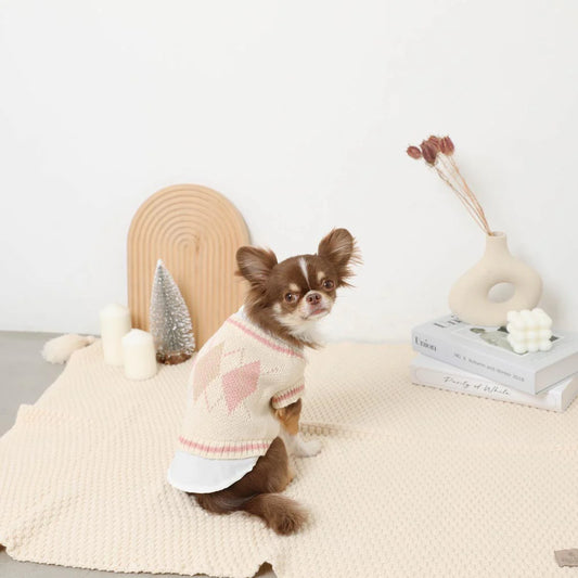 襯衫拼接菱格針織上衣