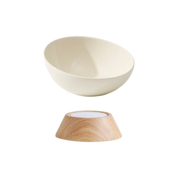 斜口木頭座寵物碗
