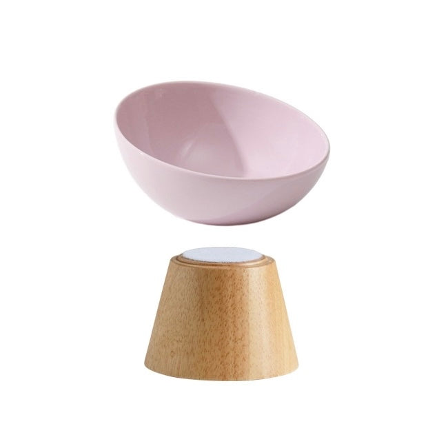 斜口木頭座寵物碗