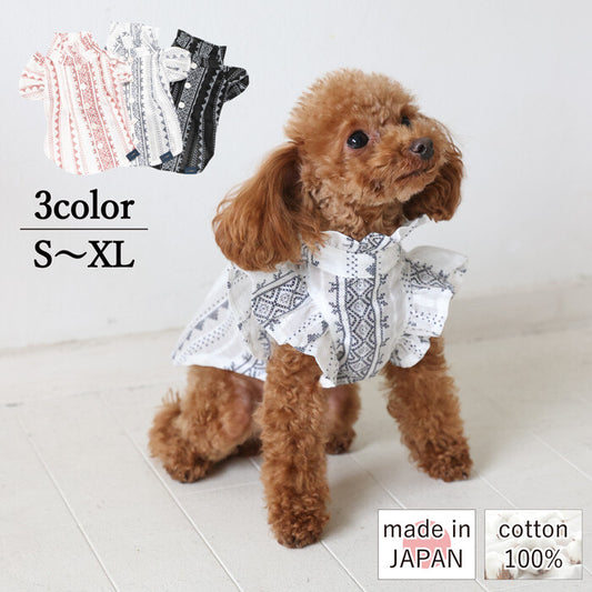 日製刺繡荷葉邊寵物上衣