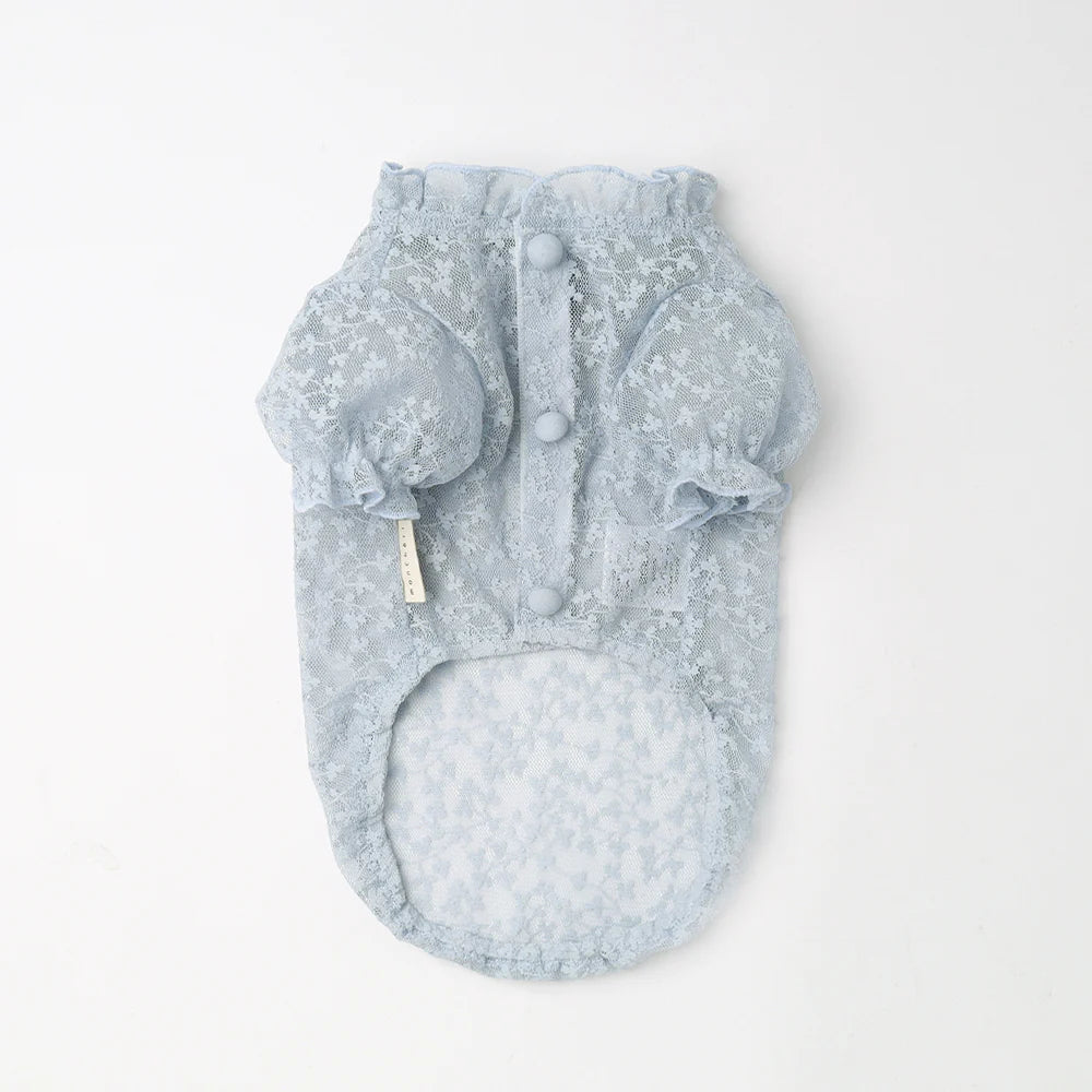 全蕾絲背後綁帶襯衫