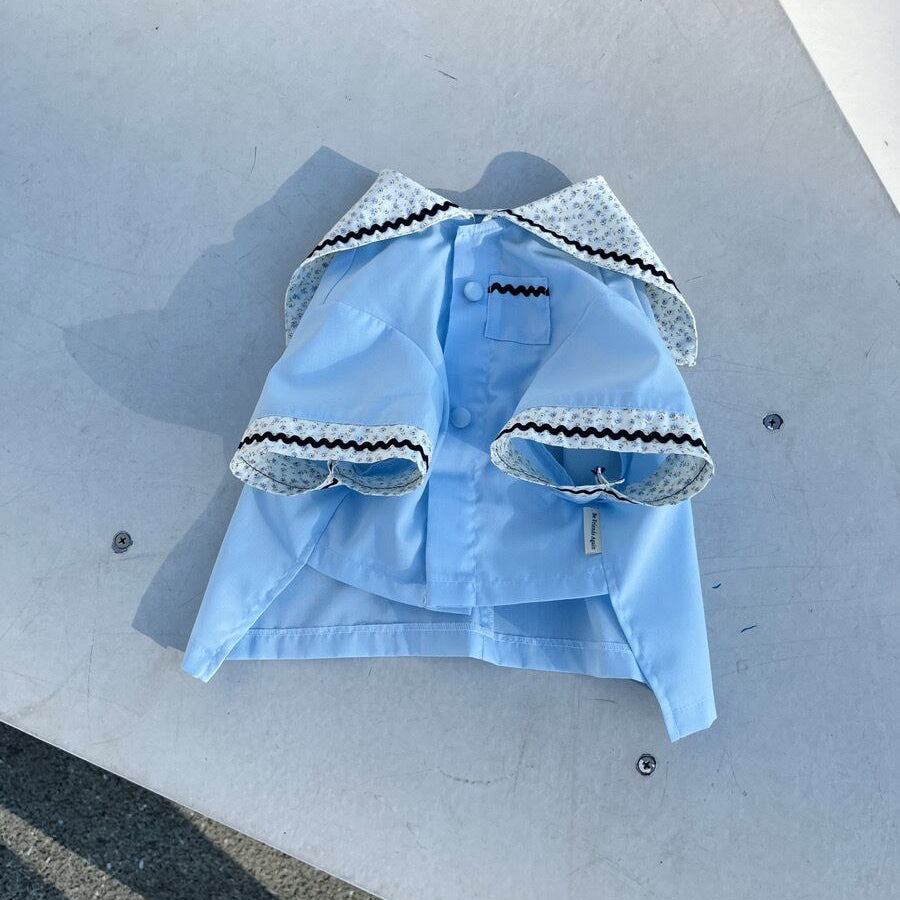 Shaggy Hommy日系海軍領刺繡小碎花襯衫