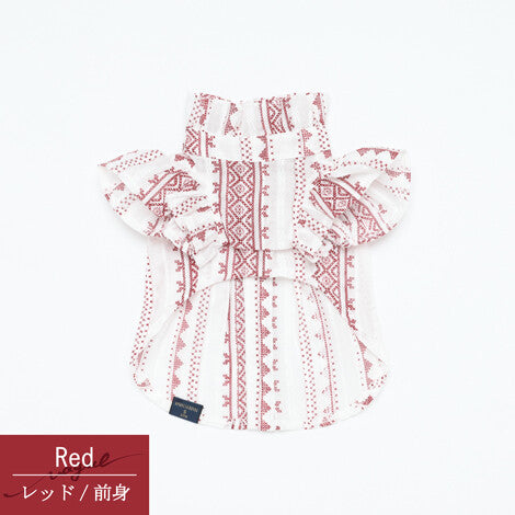 日製刺繡荷葉邊寵物上衣