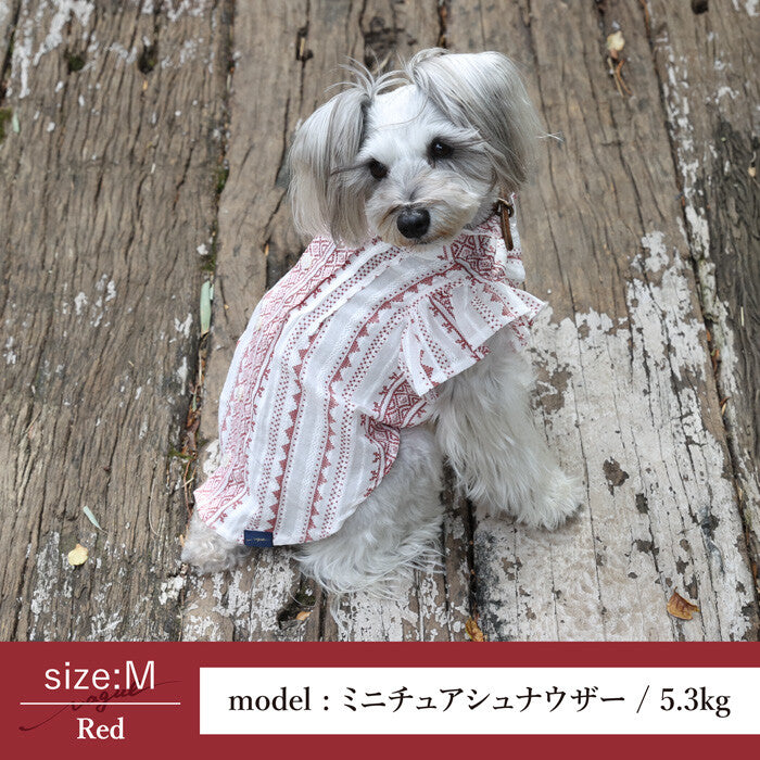 日製刺繡荷葉邊寵物上衣