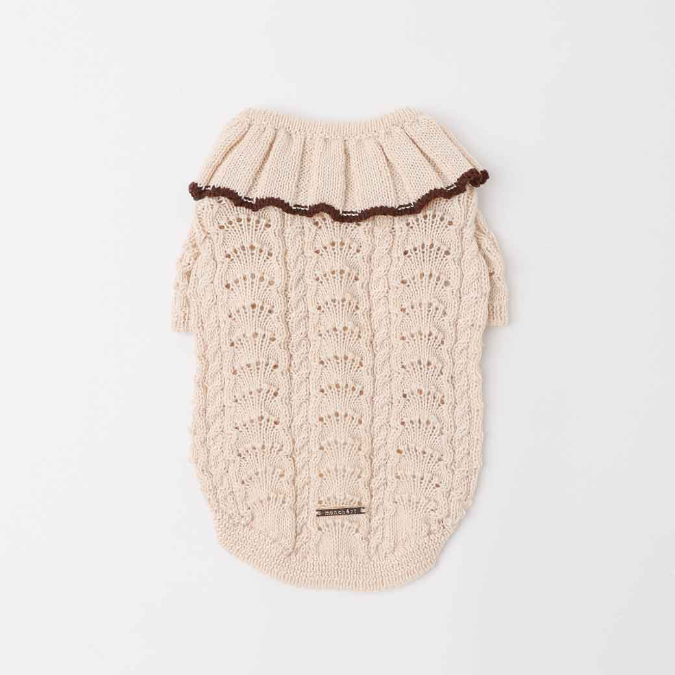 荷葉領扇紋針織寵物上衣