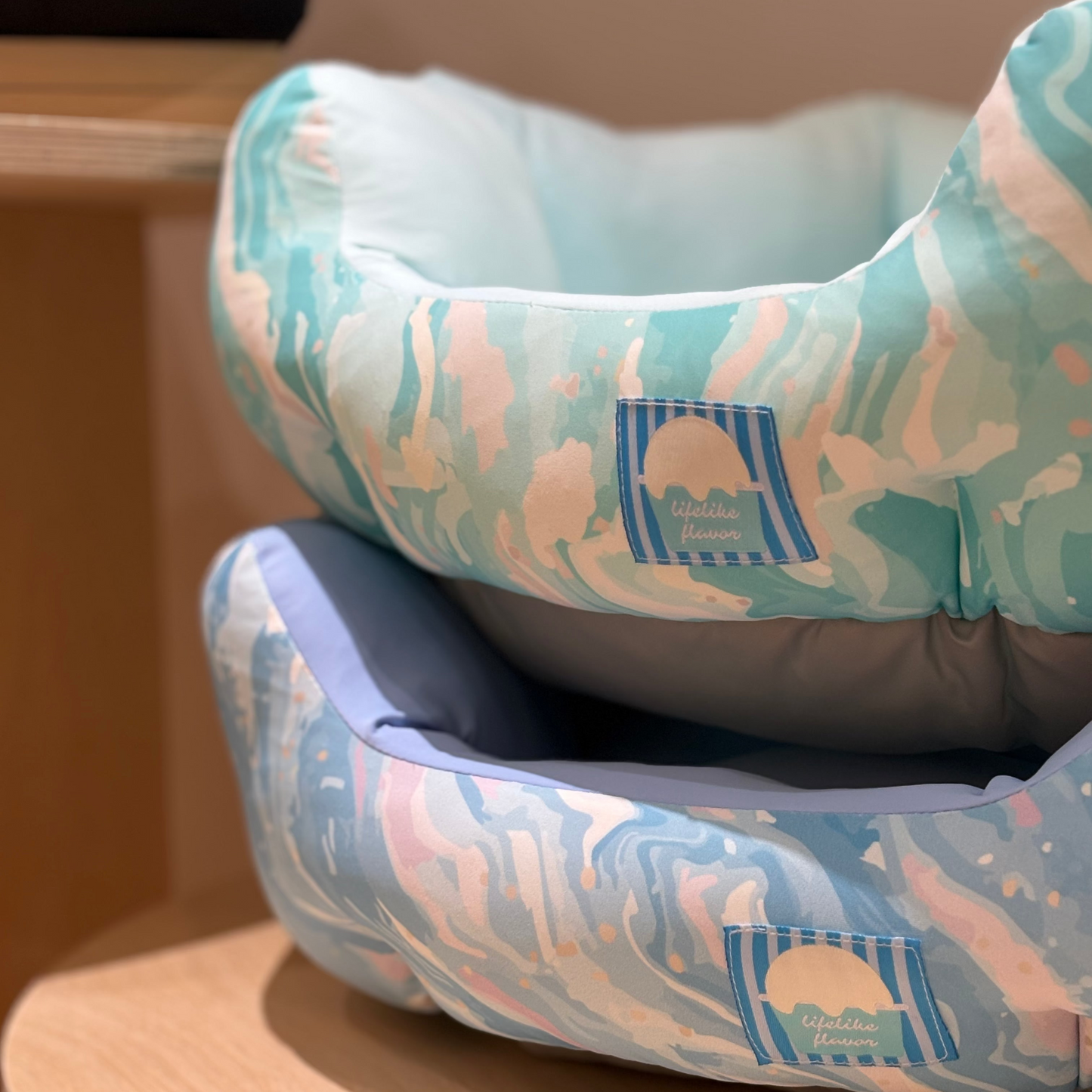 冰淇淋漸層紋涼感圓形寵物床