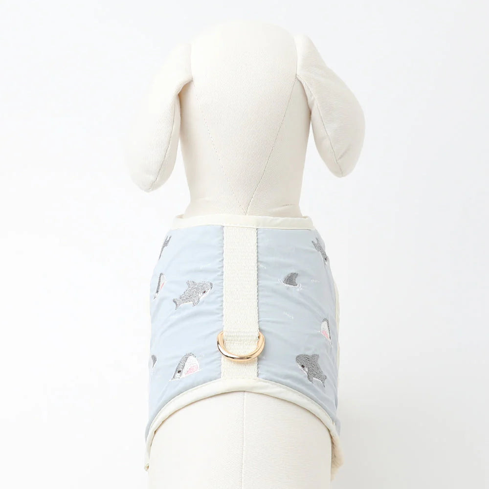 鯊魚涼感防蟲刺繡胸背帶＋牽繩SET