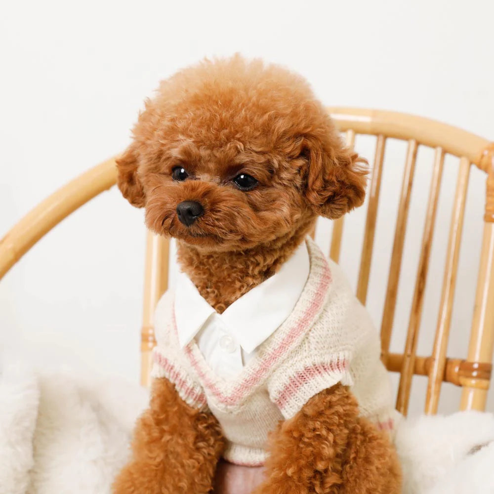 襯衫拼接菱格針織上衣