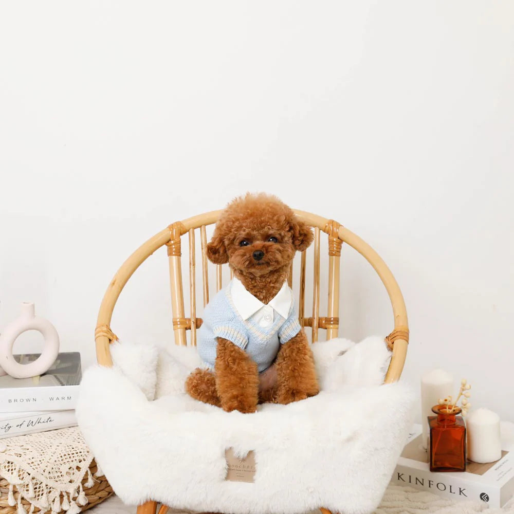 襯衫拼接菱格針織上衣